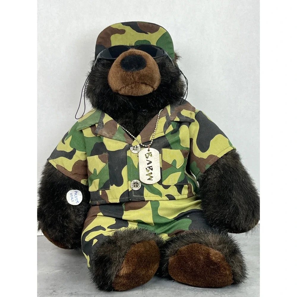 Build-A-Bear Workshop Camo Military Teddy Bear with Sunglasses and‎ Dog Tags